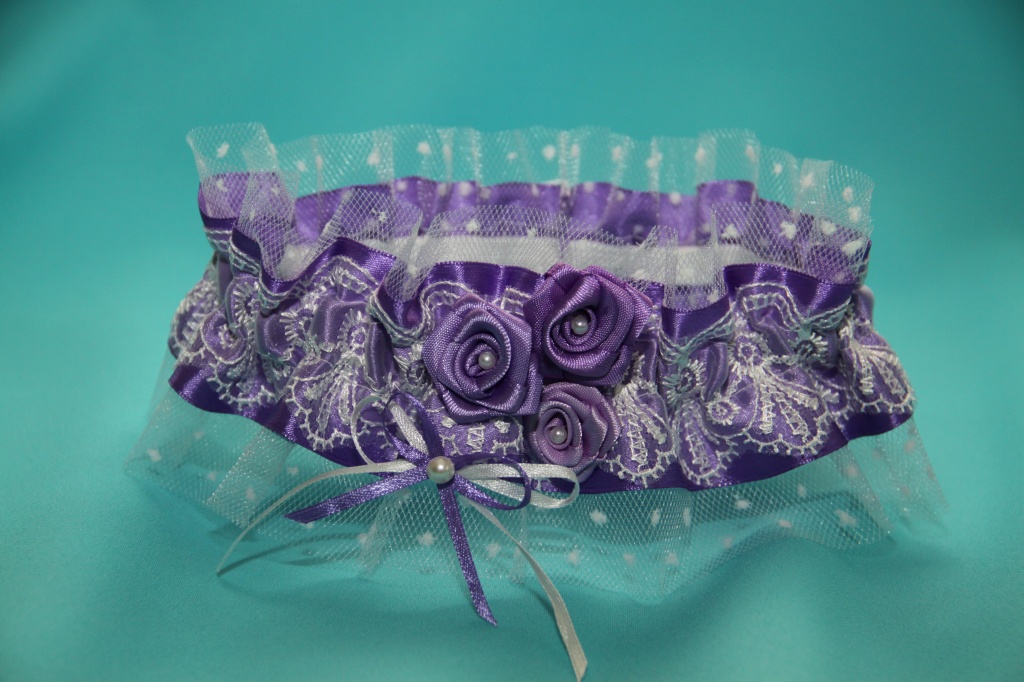 Свадебная подвязка невесты «Виагра» фиолетовая
