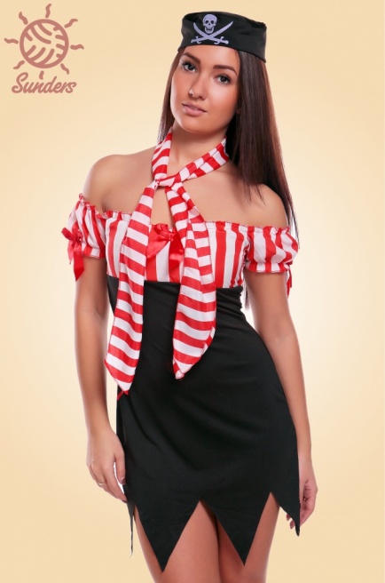Карнавальный костюм "Пиратка № 5" женский красно-черный