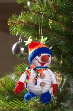 Новогодняя ёлочная игрушка «Снеговик» ручной работы синий