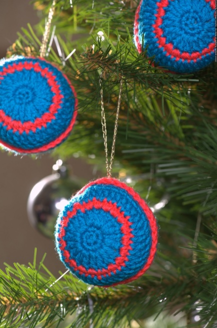 Новогодние ёлочные шары «Завиток» ручной работы голубые набор 3 штуки