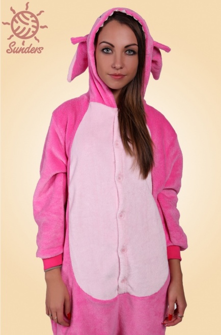 Карнавальный костюм "Зайца" кигуруми розовый