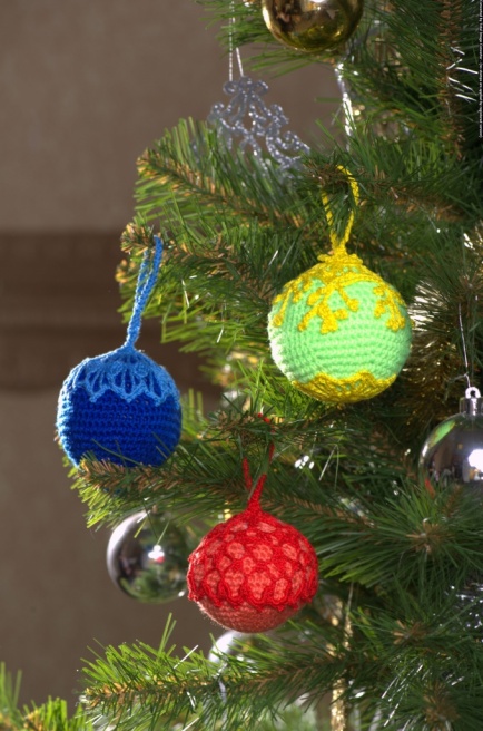 Новогодние ёлочные шары «Ассорти 2» ручной работы разноцветные набор 3 штуки
