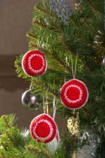Новогодние ёлочные шары «Завиток» ручной работы красные набор 3 штуки