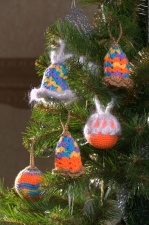 Новогодние ёлочные шары «Колокольчик 2» ручной работы разноцветные набор 5 предметов
