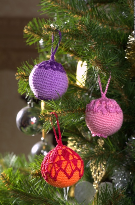 Новогодние ёлочные шары «Ассорти 3» ручной работы разноцветные набор 3 штуки