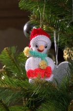 Новогодняя ёлочная игрушка «Снеговик» ручной работы маленький