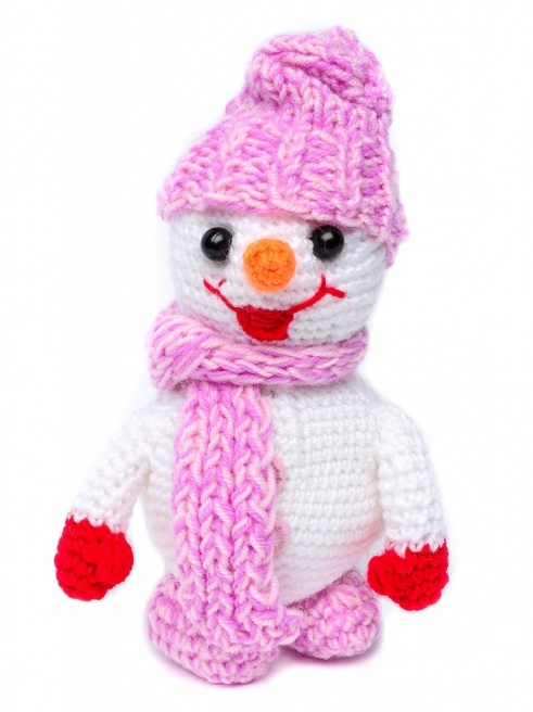 Детская вязаная игрушка «Снеговичок 2» розовый
